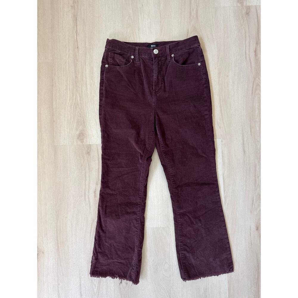 BDG Straight Leg Corduroy Cropped Pants Burgendy Women's Size 29"